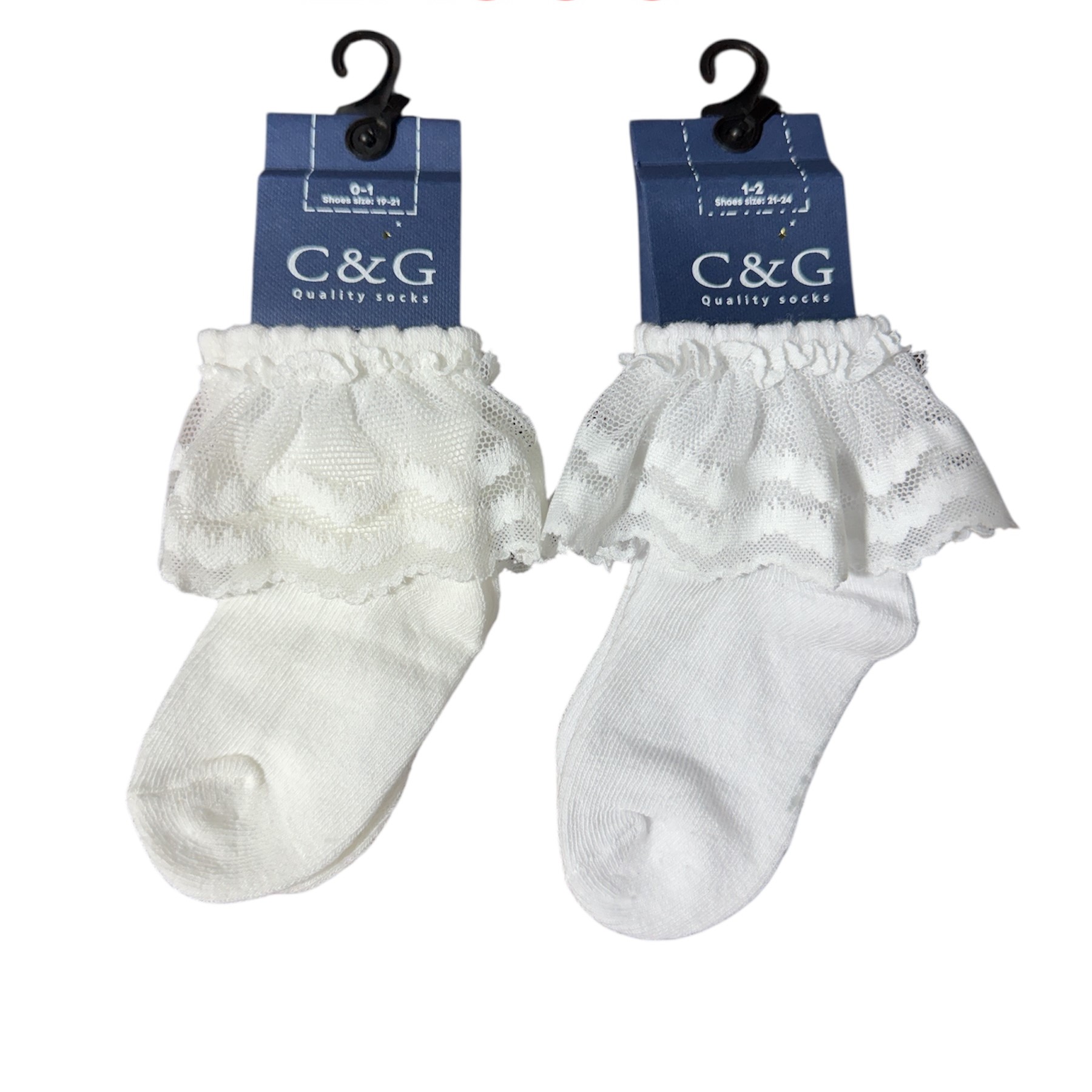 ⁦גרב דנטל לבן תחרה C&G דגם 300⁩ – תמונה ⁦2⁩